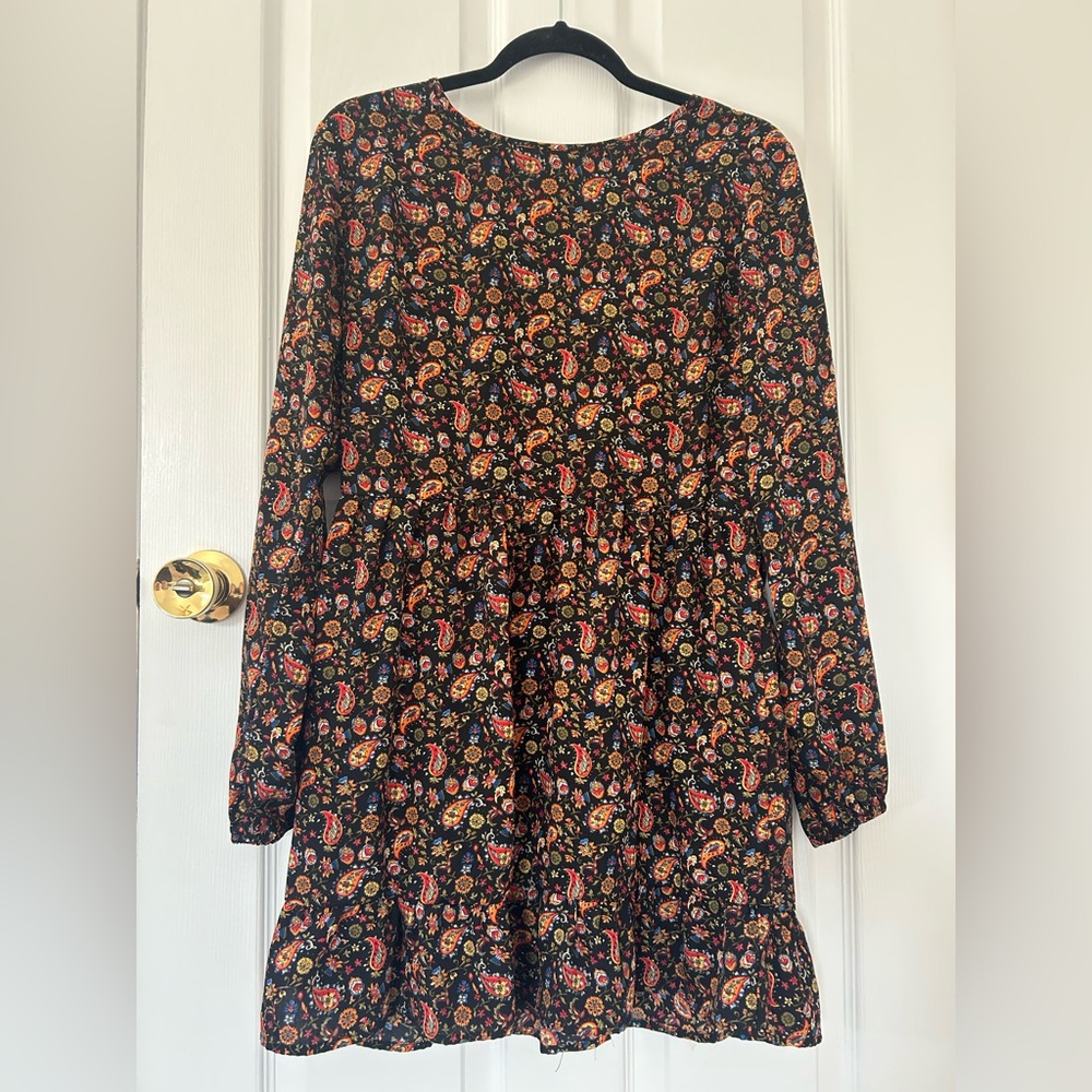 One Clothing Paisley Print Long Sleeve Fit & Flare Mini Dress